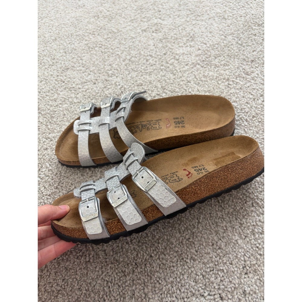 Birkenstock Birki's Xenia Sandals Womens 7 EU 38 Silver Slip On Casual - Picture 6 of 6